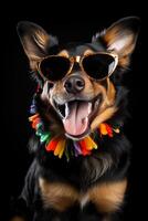 mignonne chien dans Soleil lunettes. illustration ai génératif photo