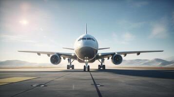 avion sur le piste. illustration ai génératif photo