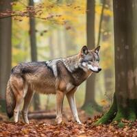 Loup dans forêt. illustration génératif ai photo