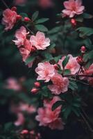 rose fleurs sur arbre. illustration ai génératif photo