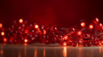 rouge Contexte avec Noël lumières illustration ai génératif photo