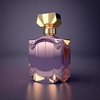 fragrance parfum bouteille dans foncé rose Contexte. ai photo