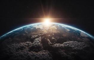 chaque nuit Terre planète dans extérieur espace avec Soleil éclater photo