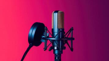 studio Podcast microphone sur pente rouge Contexte photo