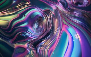 liquide métallique holographique Contexte texture, génératif ai photo