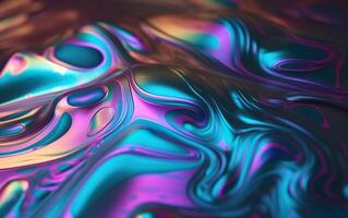 liquide texture holographique iridescent arrière-plan, génératif ai, ai photo