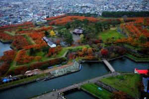 Haut vue de goryokaku fort dans le l'automne où est une célèbre touristique attraction dans hokkaïdo, Japon. photo