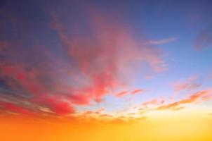 réel incroyable panoramique lever du soleil ou le coucher du soleil ciel avec doux coloré des nuages. longue panorama, surgir il photo