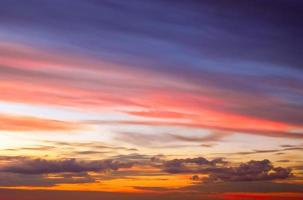 réel incroyable panoramique lever du soleil ou le coucher du soleil ciel avec doux coloré des nuages. longue panorama, surgir il photo