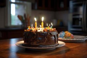 anniversaire gâteau avec bougies. fête fête. produire ai photo