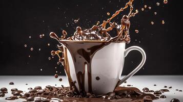 tasse de café avec éclaboussure ai généré photo