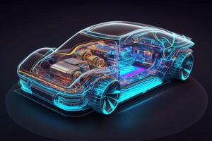 une futuriste hologramme de une voiture, une futuriste voiture hud conception, génératif ai photo