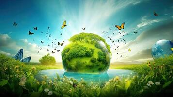 monde environnement journée monde environnement journée est un international un événement journée désigné sur juin 5e chaque année à élever conscience de environnement protection autour le monde, illustration génératif ai photo
