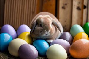 content Pâques 4k ai images de Pâques Oeuf Pâques lapin photo