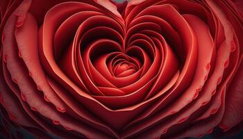 rouge Rose dans le forme de une cœur. ai généré photo