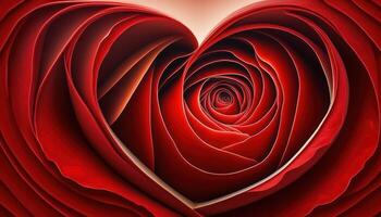 rouge Rose dans le forme de une cœur. ai généré photo
