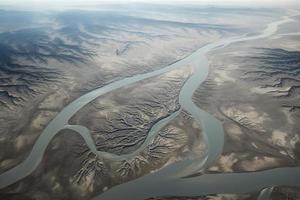 vue de espace sur le delta de Yukon rivière photo