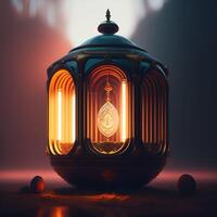 lampe et une image Cadre sont sur Ramadan ai généré photo