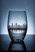 génératif ai illustration de une ville dans une verre de l'eau photo