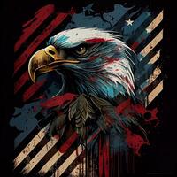 grunge patriotique américain chauve Aigle - ai généré photo