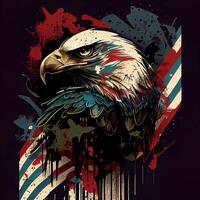 grunge patriotique américain chauve Aigle - ai généré photo