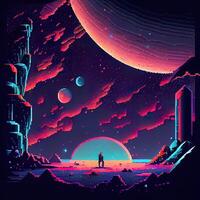 pixel art espace Contexte - ai généré photo