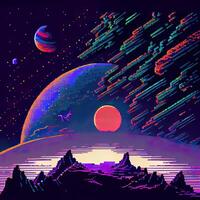 pixel art espace Contexte - ai généré photo