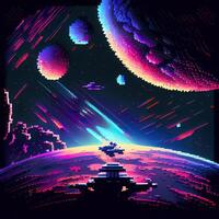 pixel art espace Contexte - ai généré photo