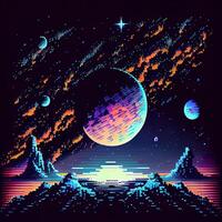 pixel art espace Contexte - ai généré photo