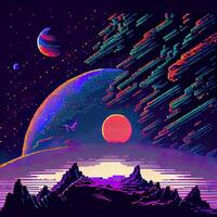 pixel art espace Contexte - ai généré photo