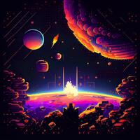 pixel art espace Contexte - ai généré photo