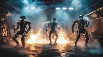 des robots Danse à une boîte de nuit. ai généré photo