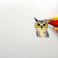 hibou dessin. le illustration a été établi en utilisant génératif ai. photo