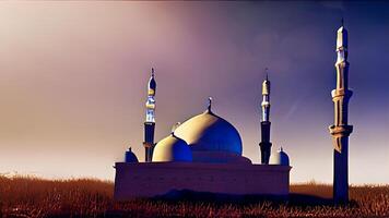 ai généré islamique prier mosquée arabe, eid mubarak photo