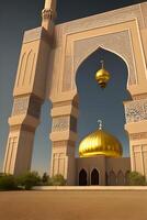 ai généré islamique prier mosquée arabe, eid mubarak photo