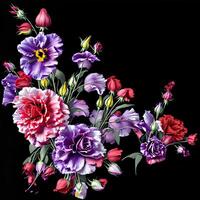 une bouquet de coloré fleurit, une brillant paysage fleuri, une de fête floral affichage, floral pétrole La peinture sur Toile , encore la vie fleurs peinture, conçu avec artificiel intelligence, génératif ai photo