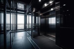 vide noir ascenseur affaires bâtiment génératif ai photo