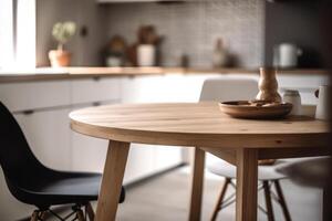 intérieur meubles cuisine en bois table génératif ai photo