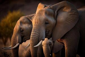 deux magnifique éléphants de le côté. ai généré photo