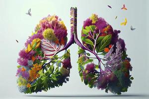le image pourrait représenter une paire de poumons fabriqué de fleurs et les plantes photo