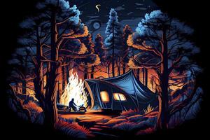 camping à nuit représentant aventure établi photo