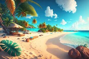 le parfait endroit à se détendre sur une tropical plage par ai généré photo