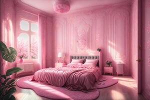 jolie rose pièce intérieur par ai généré photo