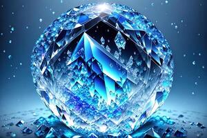 magnifique bleu clair cristal ai généré photo