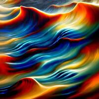 coloré océan vagues illustration, coloré mer vagues pétrole La peinture travail, conçu avec artificiel intelligence, génératif ai photo