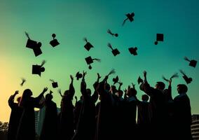 diplômé étudiants. illustration ai génératif photo