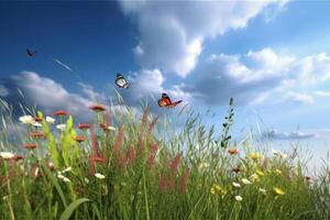 été prairie. illustration ai génératif photo