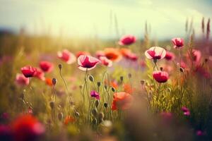 été prairie. illustration ai génératif photo