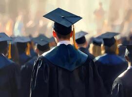 diplômé étudiants. illustration ai génératif photo