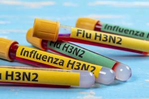 vide tube pour du sang collection écrit grippe h3n2 dans référence à le grippe type photo